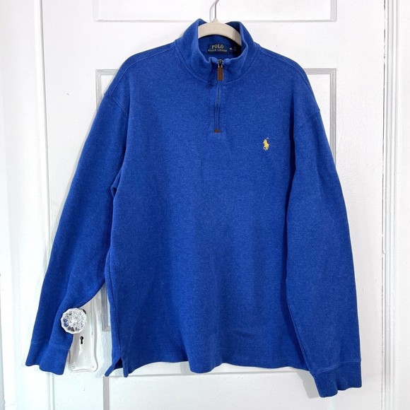 Polo Ralph Lauren Other - Polo Ralph Lauren Mens 1/4 Zip Pullover Extra Large XL Royal Blue Cotton Thick
